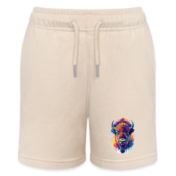 Bunter Bison Abstrakte Tierkunst Wildnis - Stanley/Stella Teenager Bio-Joggingshorts MINI BOLTER - Natur - Vorne