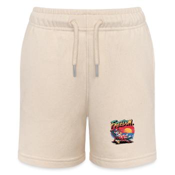 Freiheitskatze entspannt Sonnenbrille und Getränk - Stanley/Stella Teenager Bio-Joggingshorts MINI BOLTER - Natur - Vorne
