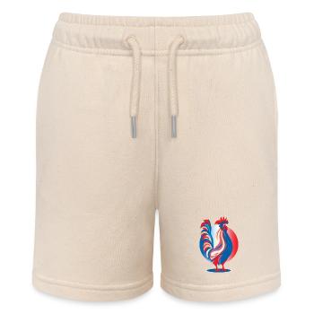 Coq Bleu Blanc Red Emblem of La France - Stanley/Stella MINI BOLTER Organic Teen Jogging Shorts - soft Ecru - Front