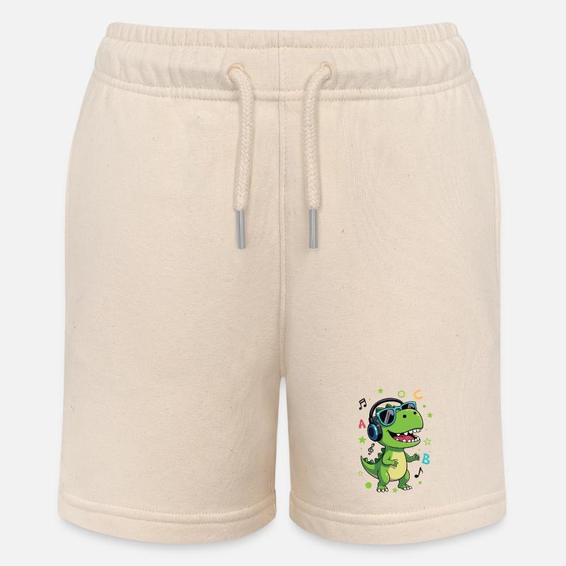 T-Rex vert avec casque ABC - Rentrée - Short bio MINI BOLTER Stanley/Stella Ado - écru doux