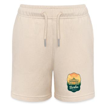Berliner Brandenburger Tor Deutschland Retro-Reiseabzeichen - Stanley/Stella Teenager Bio-Joggingshorts MINI BOLTER - Natur - Vorne