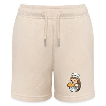 Hedgehog chef bakes golden bread - Stanley/Stella MINI BOLTER Organic Teen Jogging Shorts - soft Ecru - Front