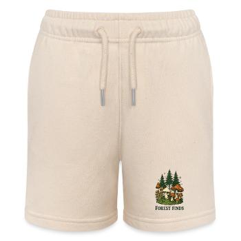 Forest finds: Mushroom scene in the fir forest - Stanley/Stella MINI BOLTER Organic Teen Jogging Shorts - soft Ecru - Front