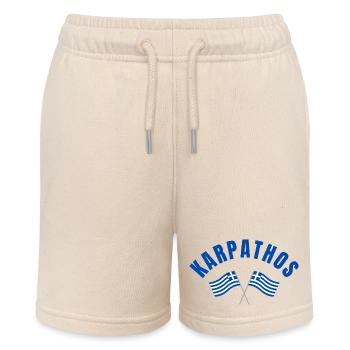 Karpathos with Crossed Greek Flags - Stanley/Stella MINI BOLTER Organic Teen Jogging Shorts - soft Ecru - Front