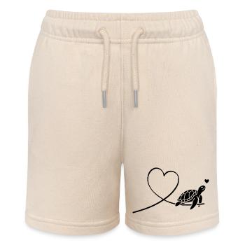Turtle with Heart Marine Conservation Animal Welfare - Stanley/Stella MINI BOLTER Organic Teen Jogging Shorts - soft Ecru - Front