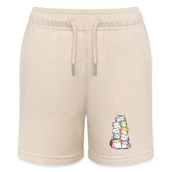Liebenswerter Stapel bunter Katzen für - Stanley/Stella Teenager Bio-Joggingshorts MINI BOLTER - Natur - Vorne