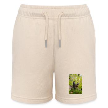 Forest Woodpecker on Mossy Stump - Stanley/Stella MINI BOLTER Organic Teen Jogging Shorts - soft Ecru - Front