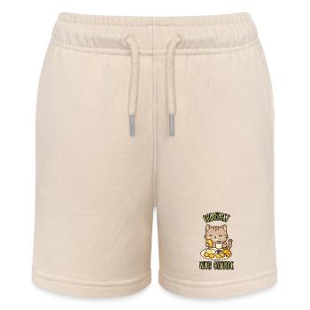 FRÜHSTÜCK MIT KATZE! - Kawaii Katzen-Humor - Stanley/Stella Teenager Bio-Joggingshorts MINI BOLTER - Natur - Vorne