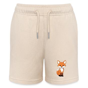 Cute Fox Caricature Print - Stanley/Stella MINI BOLTER Organic Teen Jogging Shorts - soft Ecru - Front