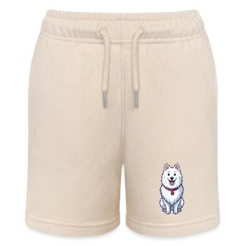 Happy Grinning Samoyed - Stanley/Stella MINI BOLTER Organic Teen Jogging Shorts - soft Ecru - Front