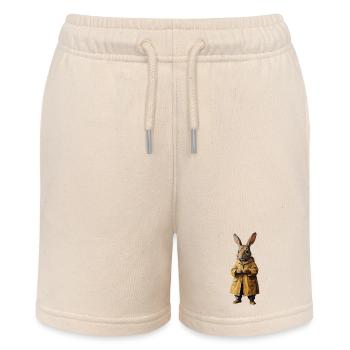 Hase im regenmantel im Retro Style - Stanley/Stella Teenager Bio-Joggingshorts MINI BOLTER - Natur - Vorne