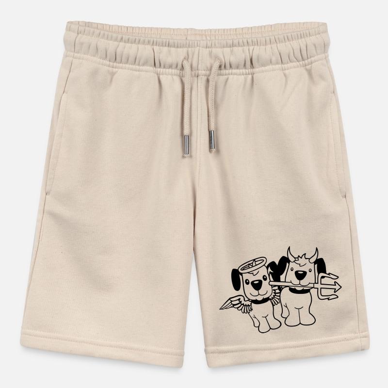 2 Dogs Angel Devil Satan Heaven Hell Conscience Stanley/Stella MINI BOLTER Organic Teen Jogging Shorts