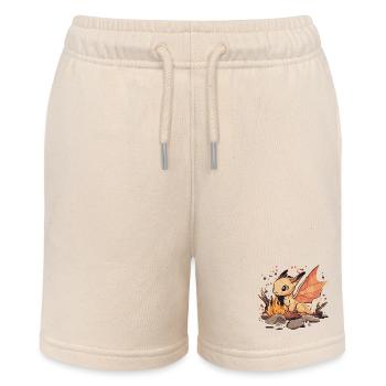 Comic Dragon with Fire - Stanley/Stella MINI BOLTER Organic Teen Jogging Shorts - soft Ecru - Front