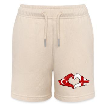 Türkei England Flagge Hände Herzform used - Stanley/Stella Teenager Bio-Joggingshorts MINI BOLTER - Natur - Vorne