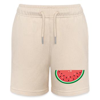 Wassermelone Design Scheibe - Stanley/Stella Teenager Bio-Joggingshorts MINI BOLTER - Natur - Vorne
