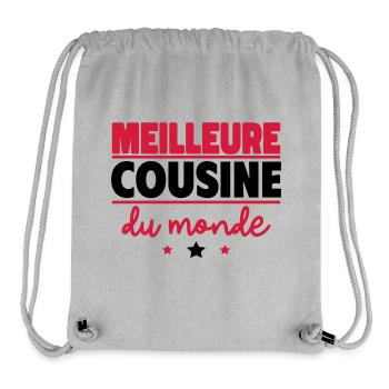 Meilleure cousine du monde, cadeau de noël - Sac à cordon recyclé Stanley/Stella - gris chiné - Devant