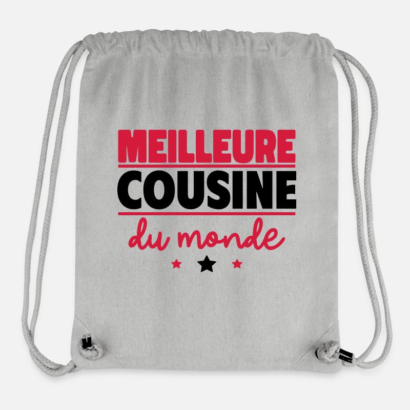 Meilleure cousine du monde, cadeau de noël - Sac à cordon recyclé Stanley/Stella - gris chiné