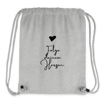 Folge deinem Herzen | Positiver Motivationsspruch - Stanley/Stella recycelter Gym Bag - Grau meliert - Vorne