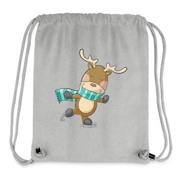 Cute comic reindeer skating - Stanley/Stella Recycled Gym Bag - heather grey - Front