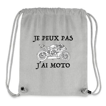 Je peux pas j'ai moto - Sac à cordon recyclé Stanley/Stella - gris chiné - Devant