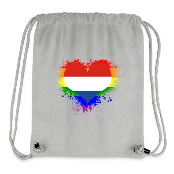 Drapeau de l'arc-en-ciel Coeur Pays-Bas GayPride - Sac à cordon recyclé Stanley/Stella - gris chiné - Devant