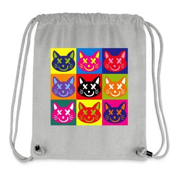 Chats (Pop Art) - Sac à cordon recyclé Stanley/Stella - gris chiné - Devant