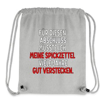Abschlussprüfungen Bestanden - Spickzettel Sprüche - Stanley/Stella recycelter Gym Bag - Grau meliert - Vorne