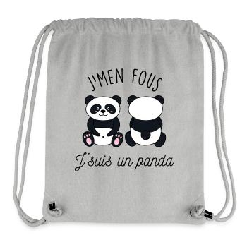 J'men fous j'suis un panda - Sac à cordon recyclé Stanley/Stella - gris chiné - Devant