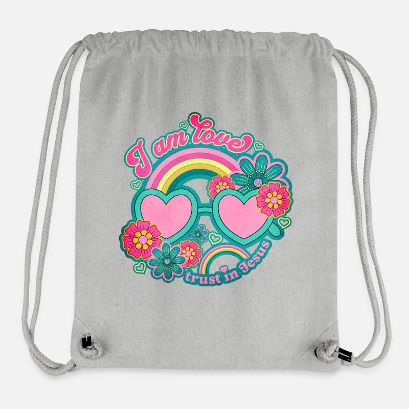 Ich bin Liebe, vertraue auf Jesus Retro Sonnenbrille - Stanley/Stella recycelter Gym Bag - Grau meliert