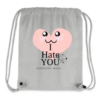 Cœur kawaii I Hate - Sac à cordon recyclé Stanley/Stella - gris chiné - Devant