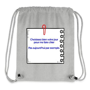 Ne pas me faire chier - Sac à cordon recyclé Stanley/Stella - gris chiné - Devant