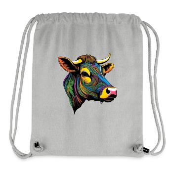 Grafisches Porträt einer Kuh - Stanley/Stella recycelter Gym Bag - Grau meliert - Vorne