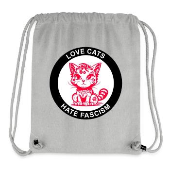 LOVE CATS HATE FASCISM - Stanley/Stella Recycled Gym Bag - heather grey - Front