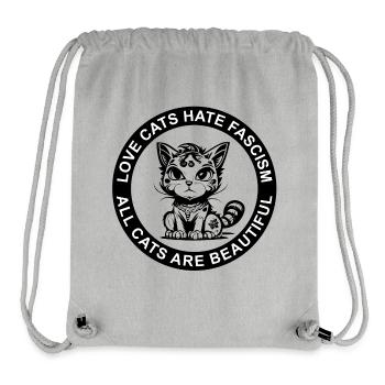 LOVE CATS HATE FASCISM - ALL CATS ARE BEAUTIFUL - Stanley/Stella Recycled Gym Bag - heather grey - Front