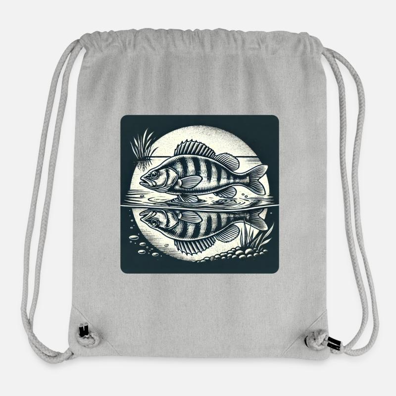 Perche, design naturel pour pêcheur - Sac à cordon recyclé Stanley/Stella - gris chiné