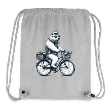 Fahrrad Drahtesel Bär Sonnenbrille Hut Geschenk - Stanley/Stella recycelter Gym Bag - Grau meliert - Vorne