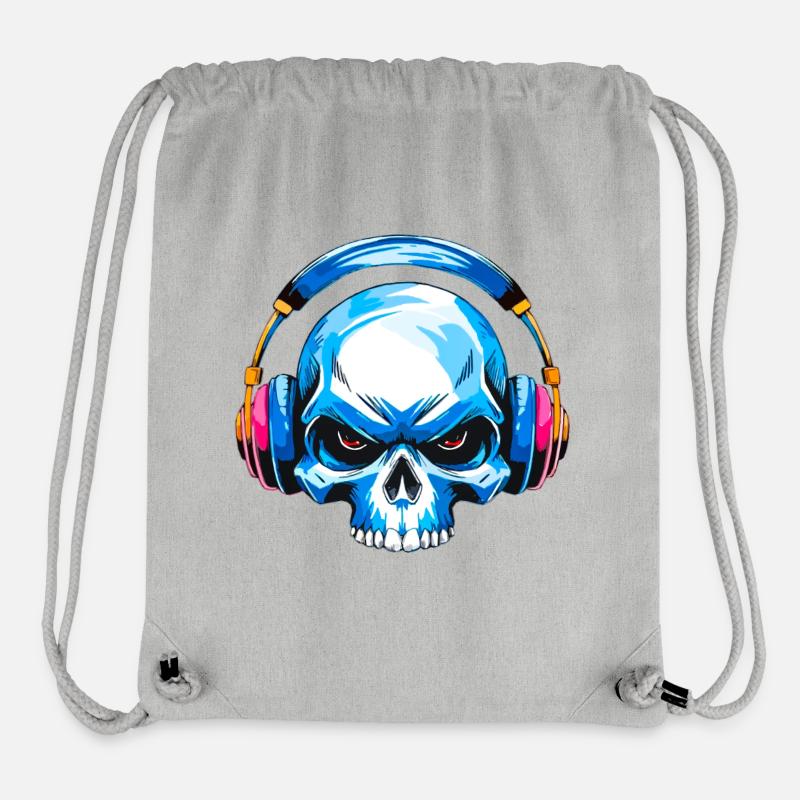 Crâne avec casque - Sac à cordon recyclé Stanley/Stella - gris chiné