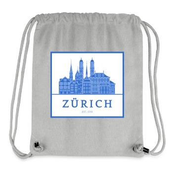 Zürich Skyline Blau Silhouette - Stanley/Stella recycelter Gym Bag - Grau meliert - Vorne