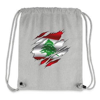 Drapeau du Liban - Drapeau déchiré - Sac à cordon recyclé Stanley/Stella - gris chiné - Devant