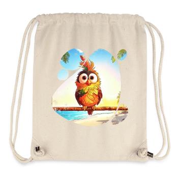 Oiseau Tropical Solitaire Illustration Colorée - Sac à cordon recyclé Stanley/Stella - blanc naturel - Devant