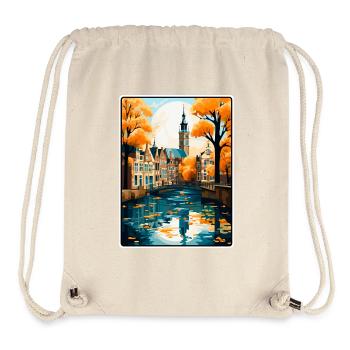 Gouda, paysage urbain de voyage vintage aux Pays-Bas - Sac à cordon recyclé Stanley/Stella - blanc naturel - Devant