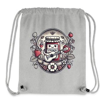 Pot de confiture kawaii aux fraises - Sac à cordon recyclé Stanley/Stella - gris chiné - Devant