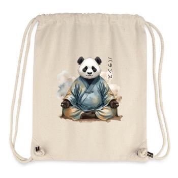 Panda aquarelle – Art zen à la japonaise - Sac à cordon recyclé Stanley/Stella - blanc naturel - Devant