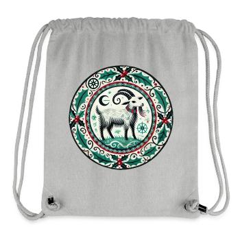 Chèvre festive avec houx et motifs nautiques - Sac à cordon recyclé Stanley/Stella - gris chiné - Devant