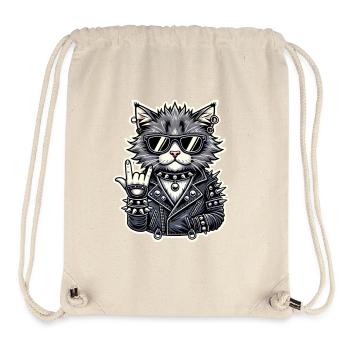 Rock cat style with leather jacket - Stanley/Stella Recycled Gym Bag - natural - Front