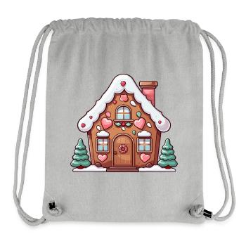coeur en pain d’épice maison scène de neige - Sac à cordon recyclé Stanley/Stella - gris chiné - Devant