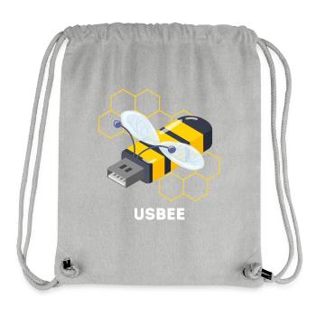 Dessin animé drôle d’abeille USB - Sac à cordon recyclé Stanley/Stella - gris chiné - Devant