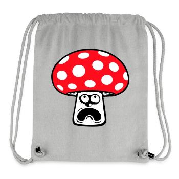 Mushroom frightened, panicking, looking up, - Stanley/Stella Recycled Gym Bag - heather grey - Front