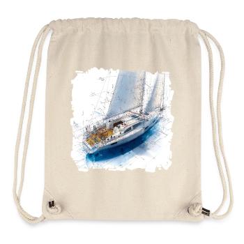 Skizzen Segelboot Bauplan - Stanley/Stella recycelter Gym Bag - Naturweiß - Vorne
