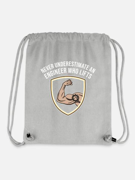 Never Underestimate An Engineer Who Lifts T-Shirt - Stanley/Stella Recycled Gym Bag - heather grey